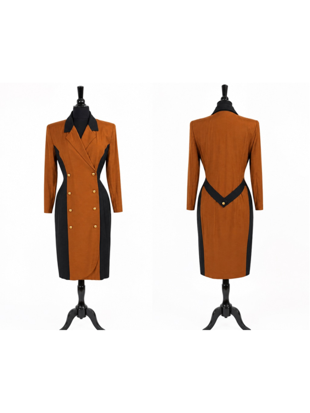 Vintage Andrea Gayle Petites Colorblock Midi Dress S/M Power Dressing